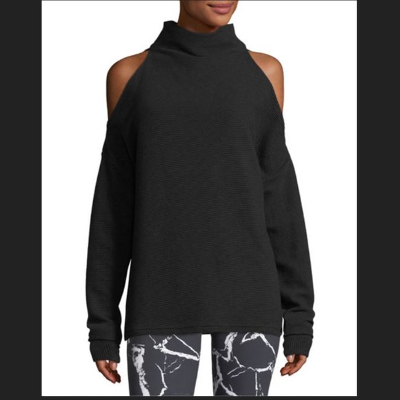 Varley Tops - Varley Hampton Cold-Shoulder Cotton Sweatshirt Funnel Neck Long Sleeve XS